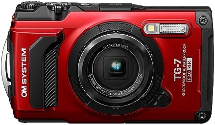 OM SYSTEM Tough TG-7 Red Underwater Camera, Waterproof,