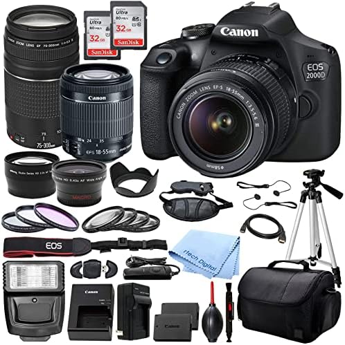 51J51dkIyJL. AC Black Canon EOS 2000D Rebel T7 DSLR Camera with EF